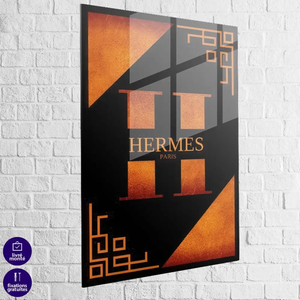 Tableau Hermès Rouge et Or 40x60cm / Plexiglas / Hermès Rouge Tableau Luxe