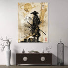 Art mural japonais sur toile – guerrier samouraï en noir et or
