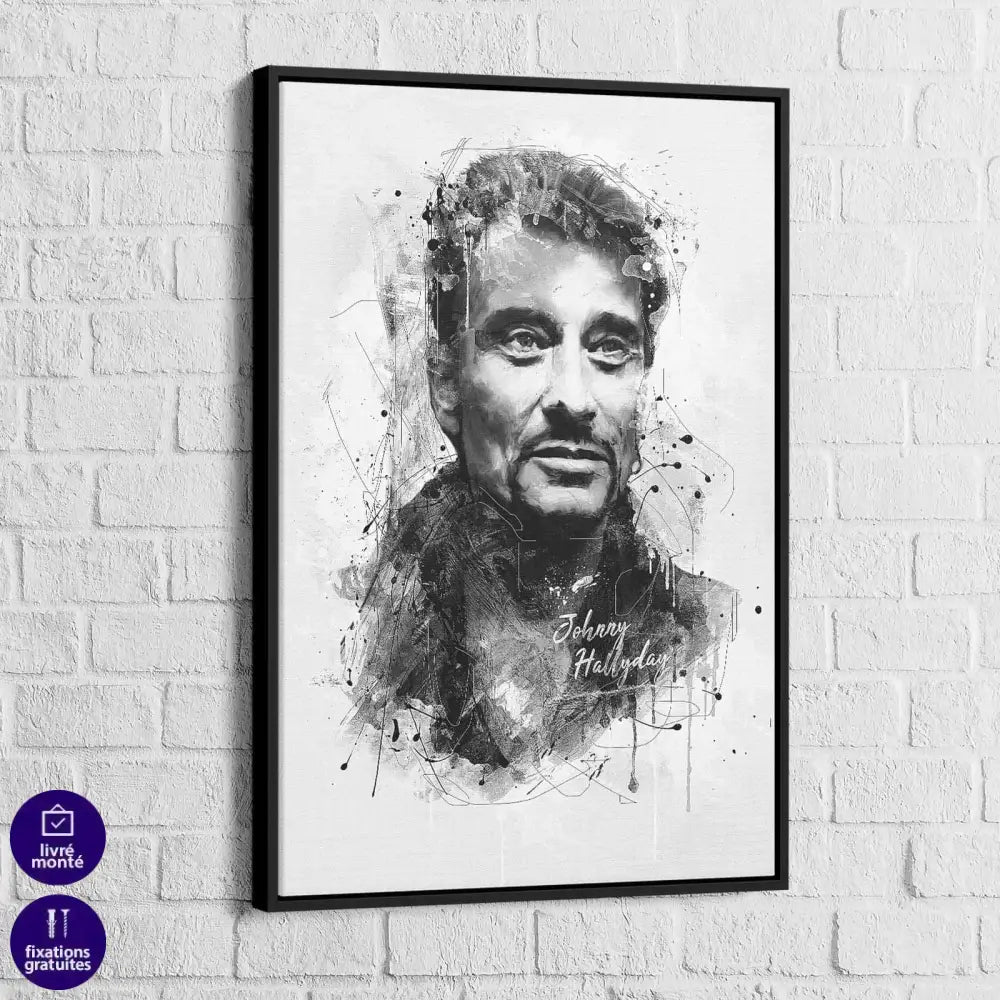 Tableau Johnny Hallyday Le Noir et Blanc - Montableaudeco