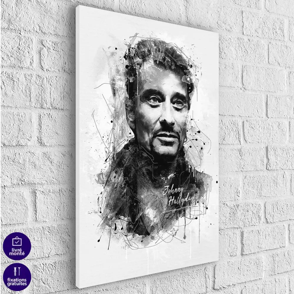 Tableau Johnny Hallyday Le Noir et Blanc - Montableaudeco