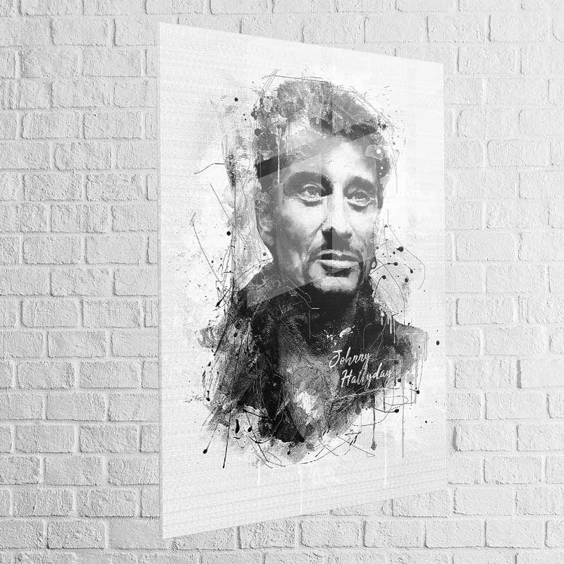 Tableau Johnny Hallyday Le Noir et Blanc - Montableaudeco