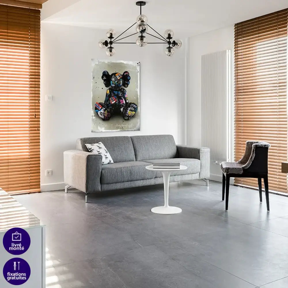 tableau graffiti pop lettrages fluo sur fond doux