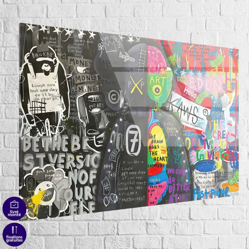 tableau kaws graffiti notes typographie néon plexiglas