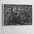 tableau kaws le dormeur de craie avec cadre blanc