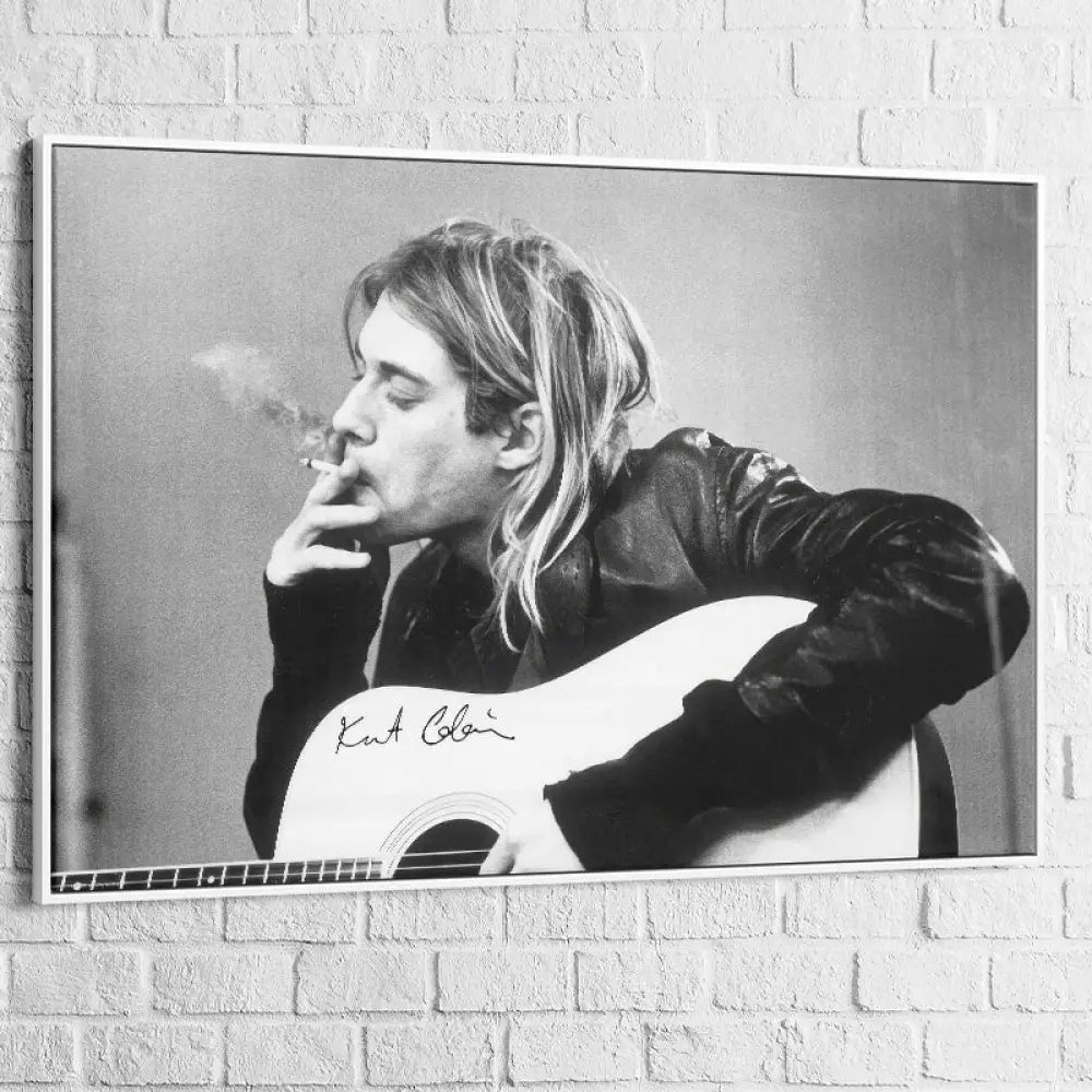 Tableau Kurt Cobain 40x60cm / Cadre blanc Tableau Abstrait
