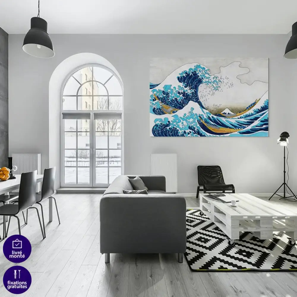 toile murale la grande vague de kanagawa japonaise