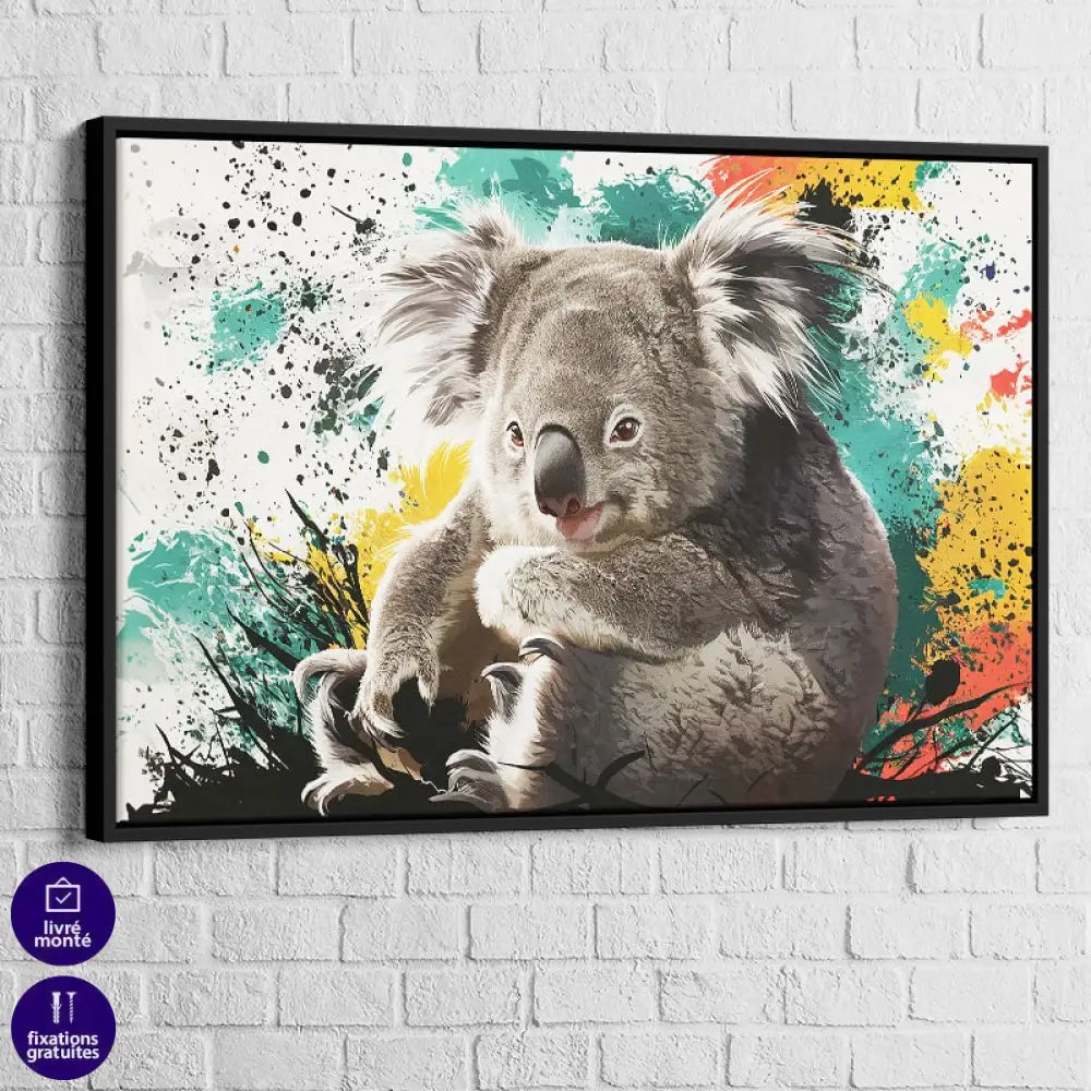 Tableau Le Koala 40x60cm / Cadre Noir Tableau Animaux