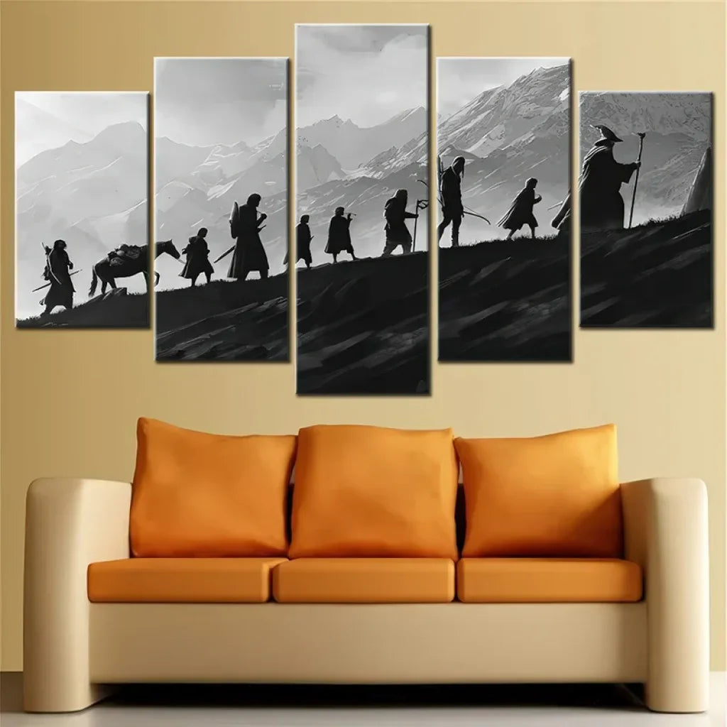 poster mural seigneur des anneaux composition en 5 pièces style épique