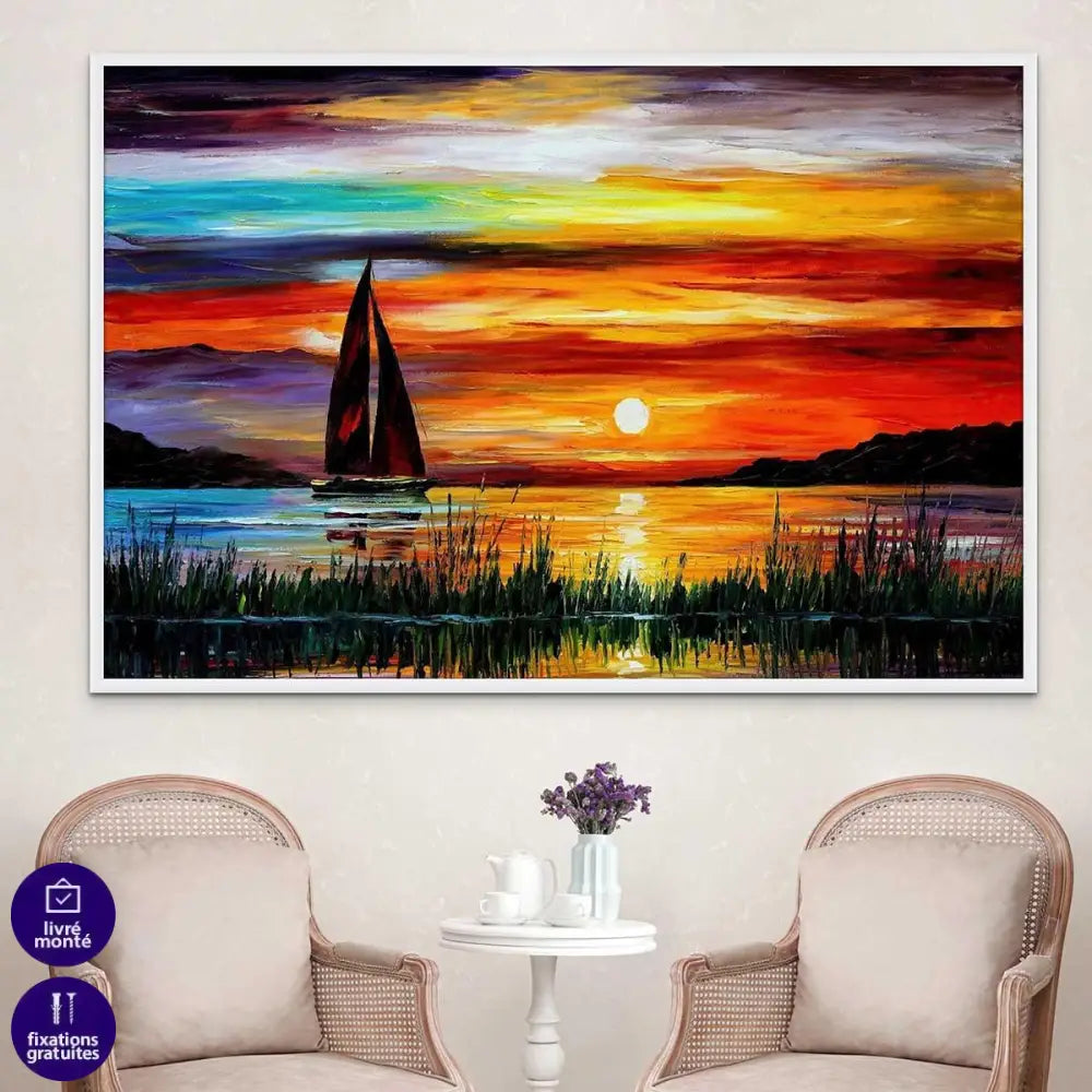Tableau Le Voilier sur un Lac - Montableaudeco
