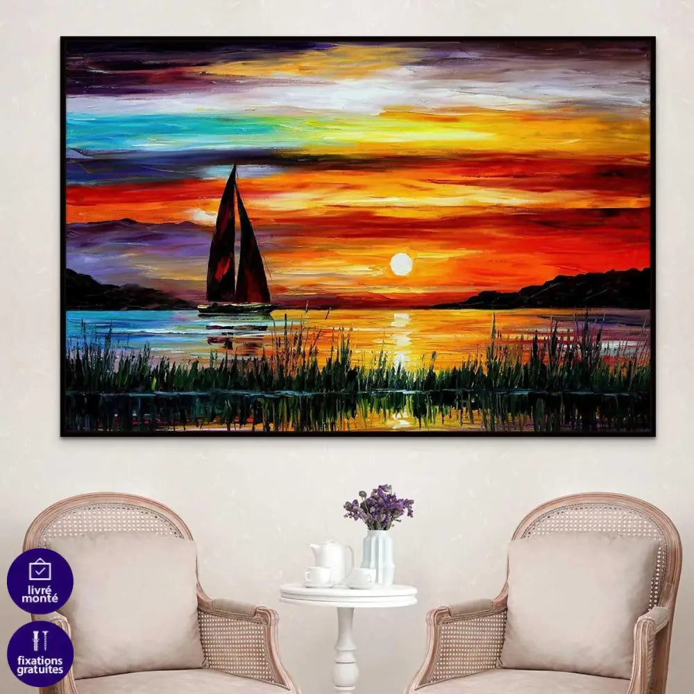 Tableau Le Voilier sur un Lac - Montableaudeco
