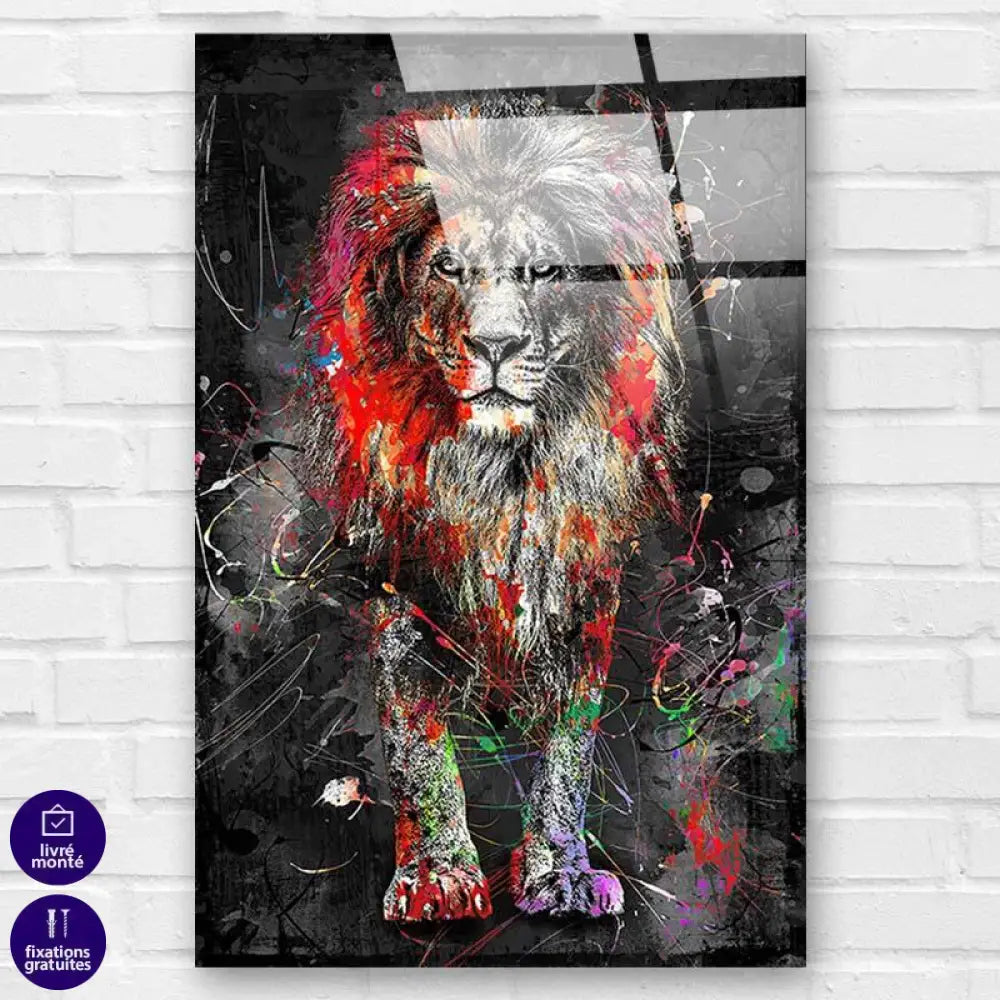 Tableau Lion Coloré Grafitti - Montableaudeco