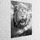 tableau lion face au roi en plexiglas premium