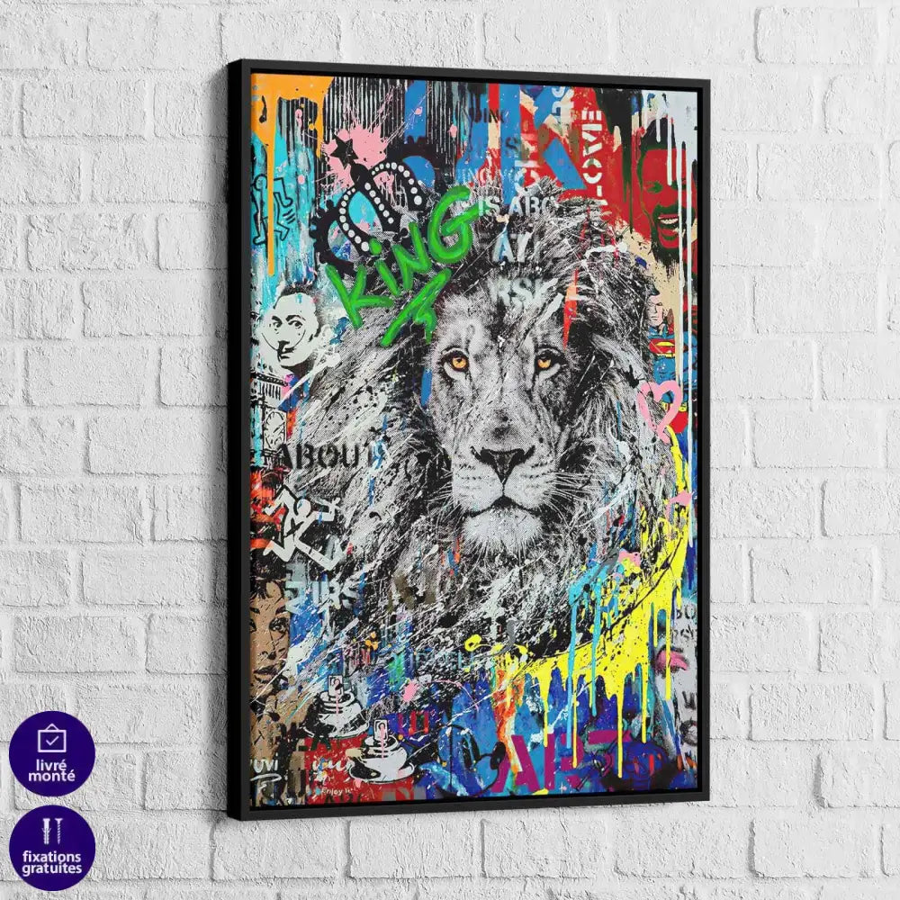 Tableau Lion Street Art The King - Montableaudeco