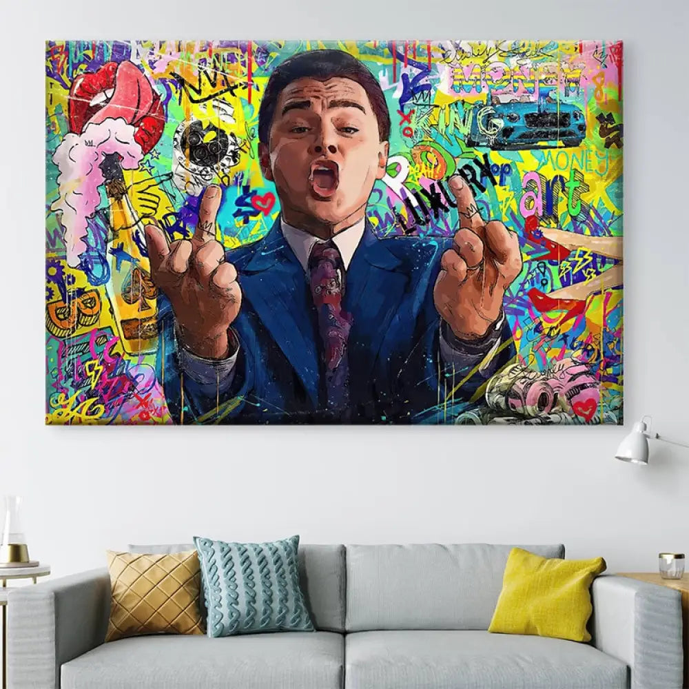 Tableau Loup de Wall Street 40x60cm / Affiche sans cadre Tableau Street Art