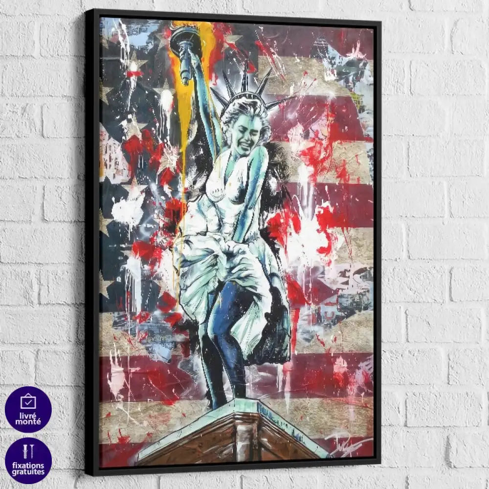 Zoom sur le tableau Marilyn Monroe American Dream effet peinture éclaboussée

