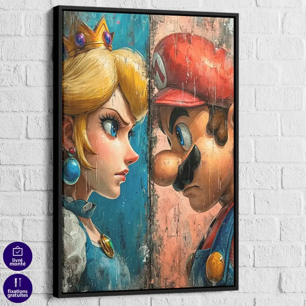 Œuvre d’art murale Mario Peach regard tendu

