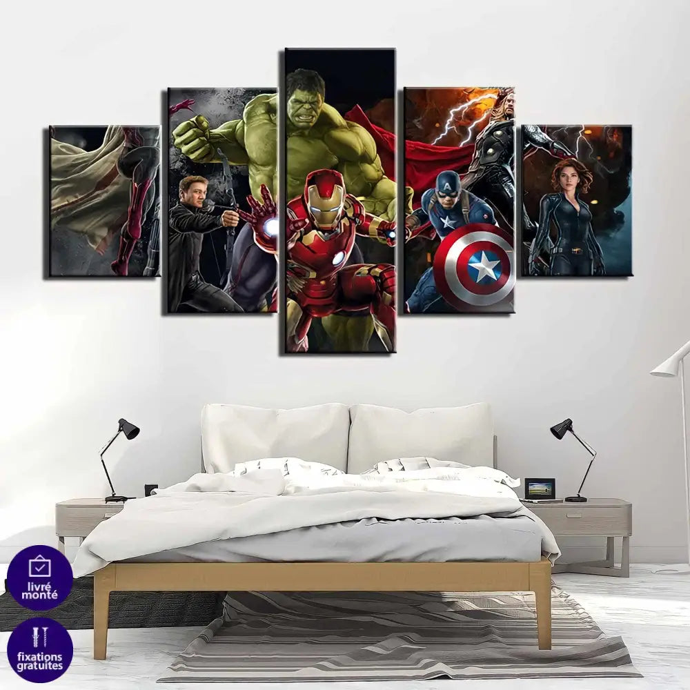 Tableau Marvel Avengers 5 Panneaux - Montableaudeco