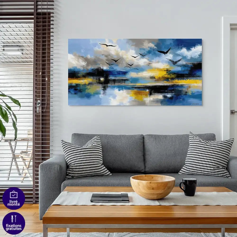 Tableau Mer Abstraite – Ciel Bleu et Reflets Tableau Fleur