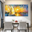 Tableau bateau impressionniste pour décoration de salon