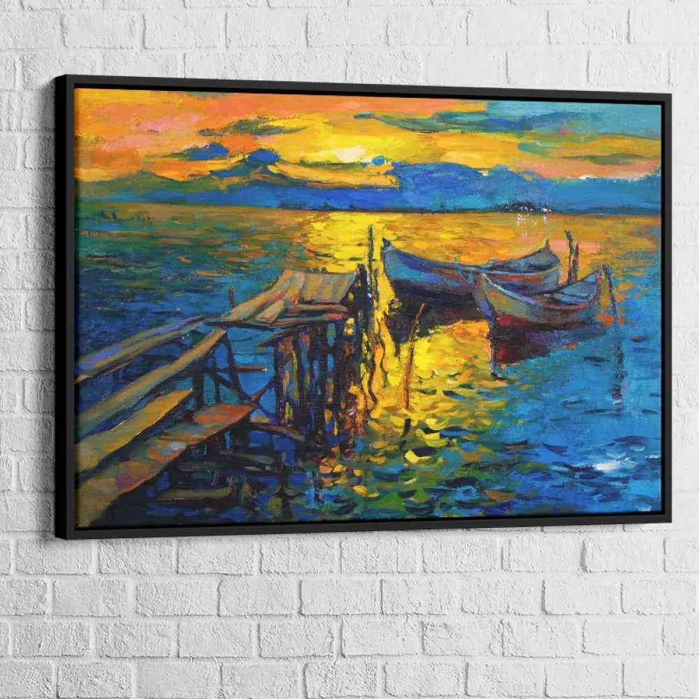 Tableau Mer Éclat du Soir 40x60cm / Cadre Noir Tableau Mer