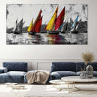 Tableau Mer Voiles Éclatantes 40x80cm / Toile tendue sur châssis Tableau Mer