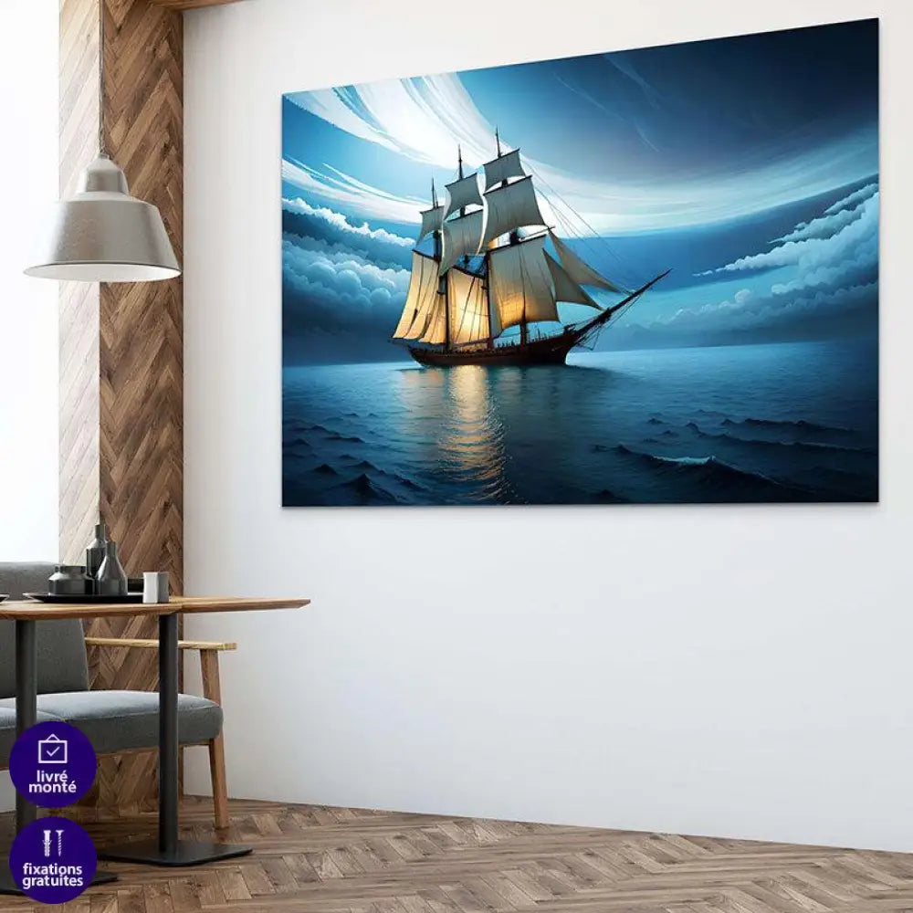 Tableau Mer Voilier de nuit - Montableaudeco