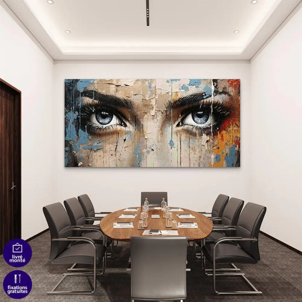 Tableau mural Obsession effet peinture urbaine et éclaboussures pour salon contemporain

