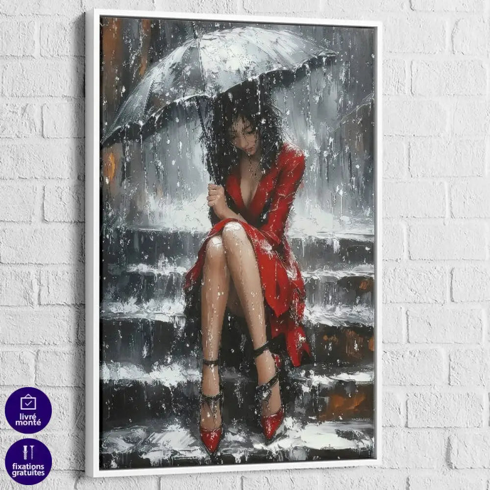 Tableau design pluie ambiance cinématographique et romantique

