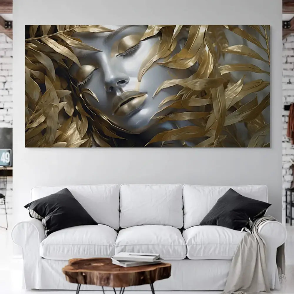 Tableau Moderne Silence d’Or 40x80cm / Toile tendue sur châssis Tableau moderne