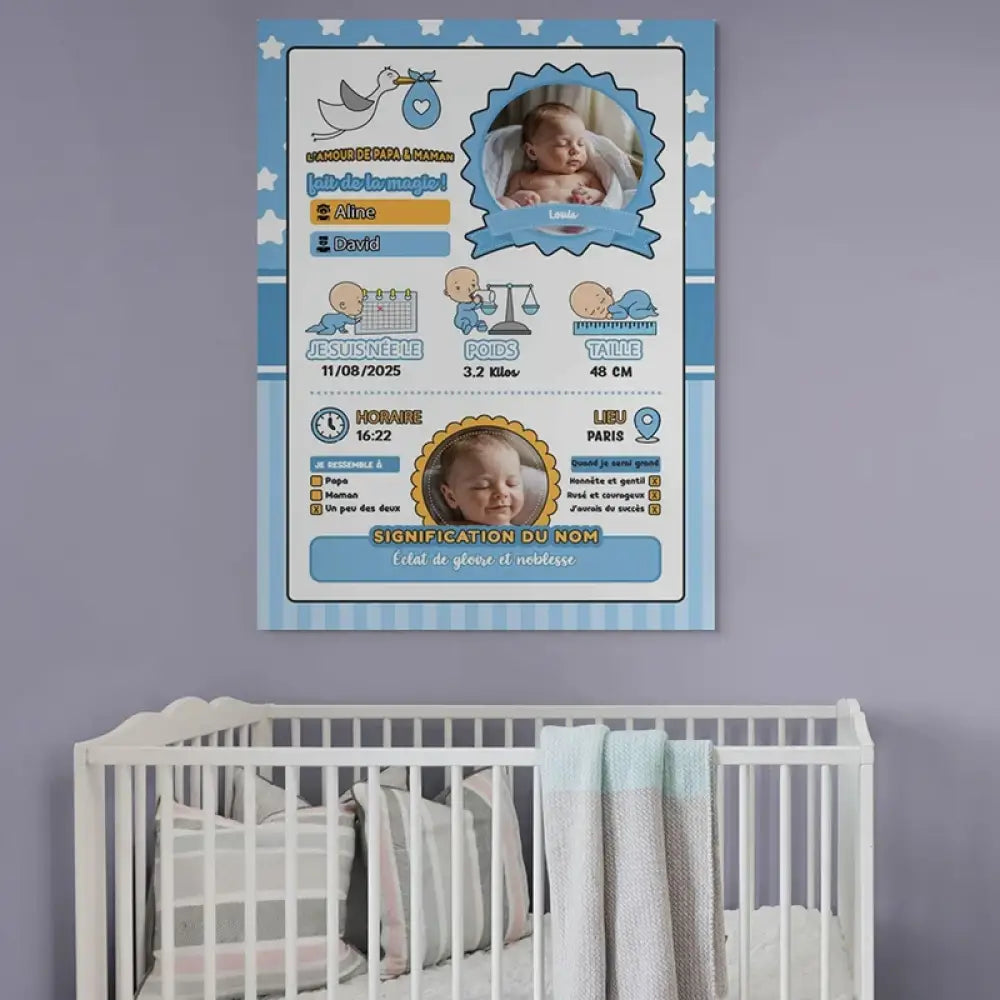 cadeau naissance original tableau personnalisé garçon

