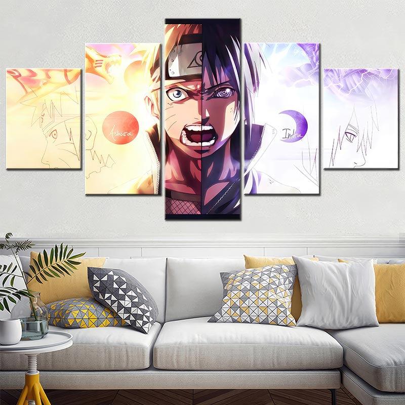 Tableau Naruto 5 Parties Itachi Lumière et Ombre - Montableaudeco