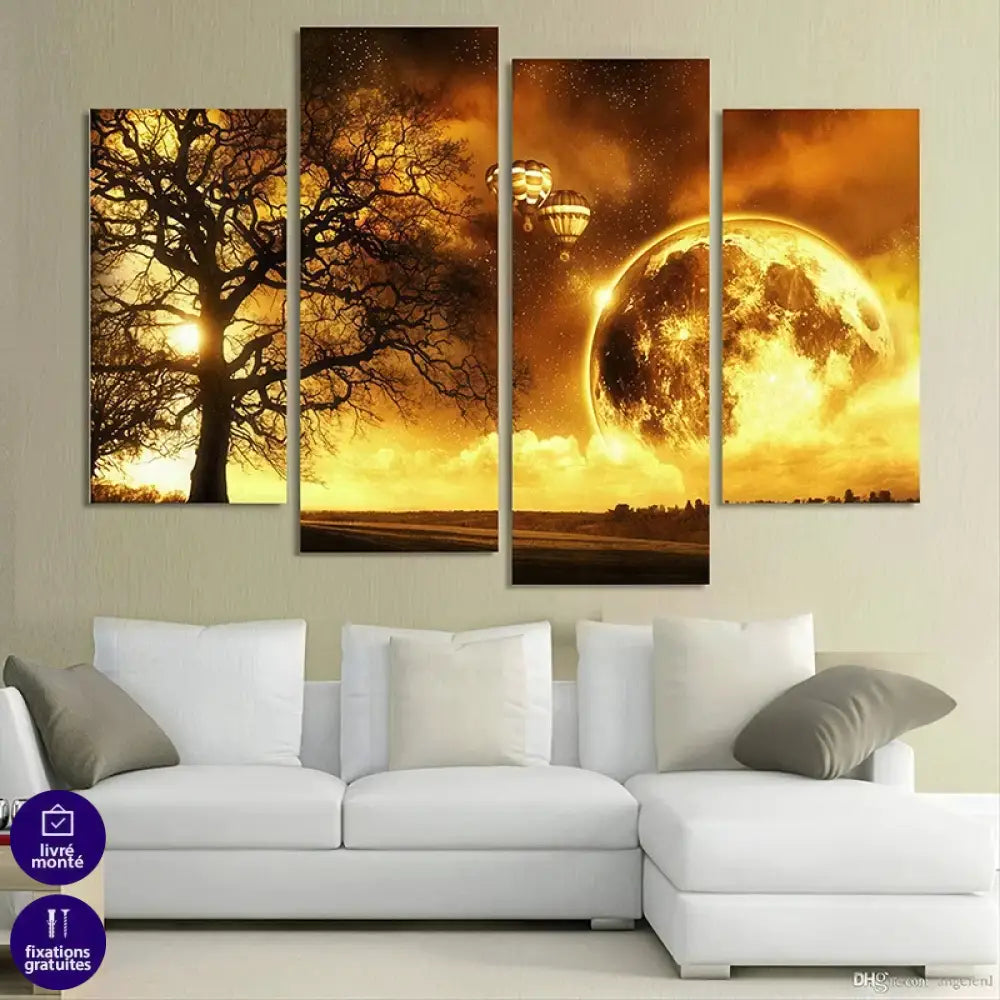 Tableau Nature et Univers 5 panneaux