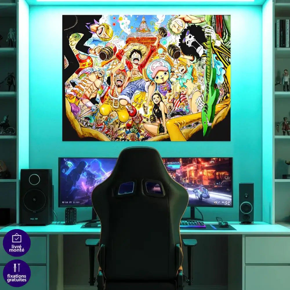 décoration murale manga One Piece en couleurs vives style parisien