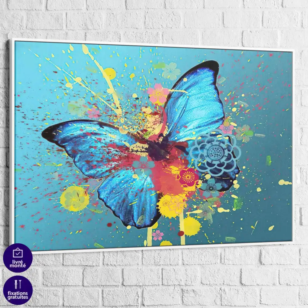 Tableau Papillon Bleu Graffiti - Montableaudeco