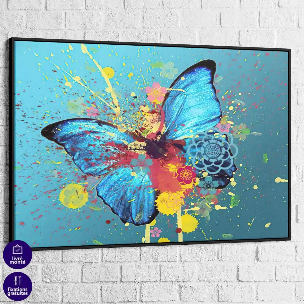 Tableau Papillon Bleu Graffiti - Montableaudeco