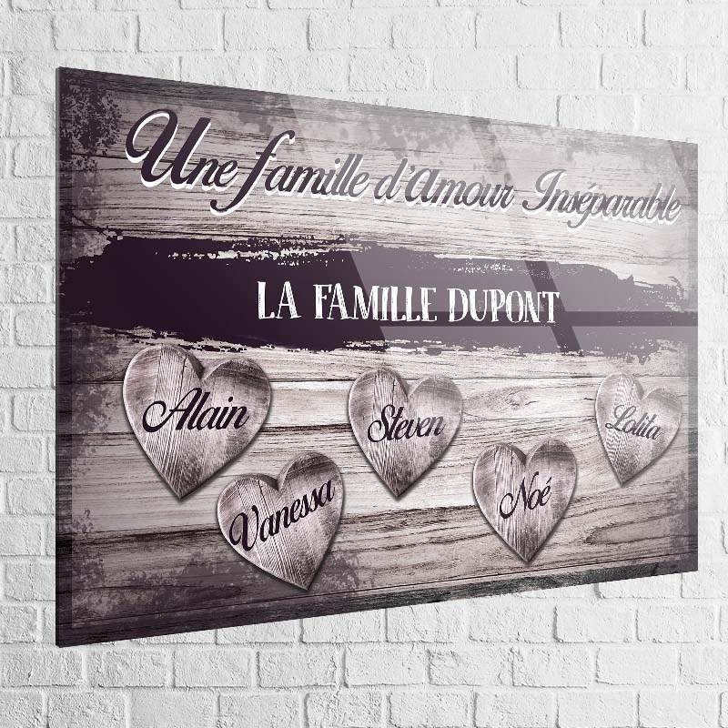 Tableau Personnalisé Famille D'Amour Bois Plexi