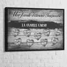 Tableau Personnalisé Famille D'Amour Noir et blanc Cadre noir