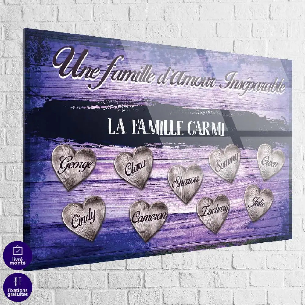 Tableau Personnalisé Famille D'Amour Bleu Plexi
