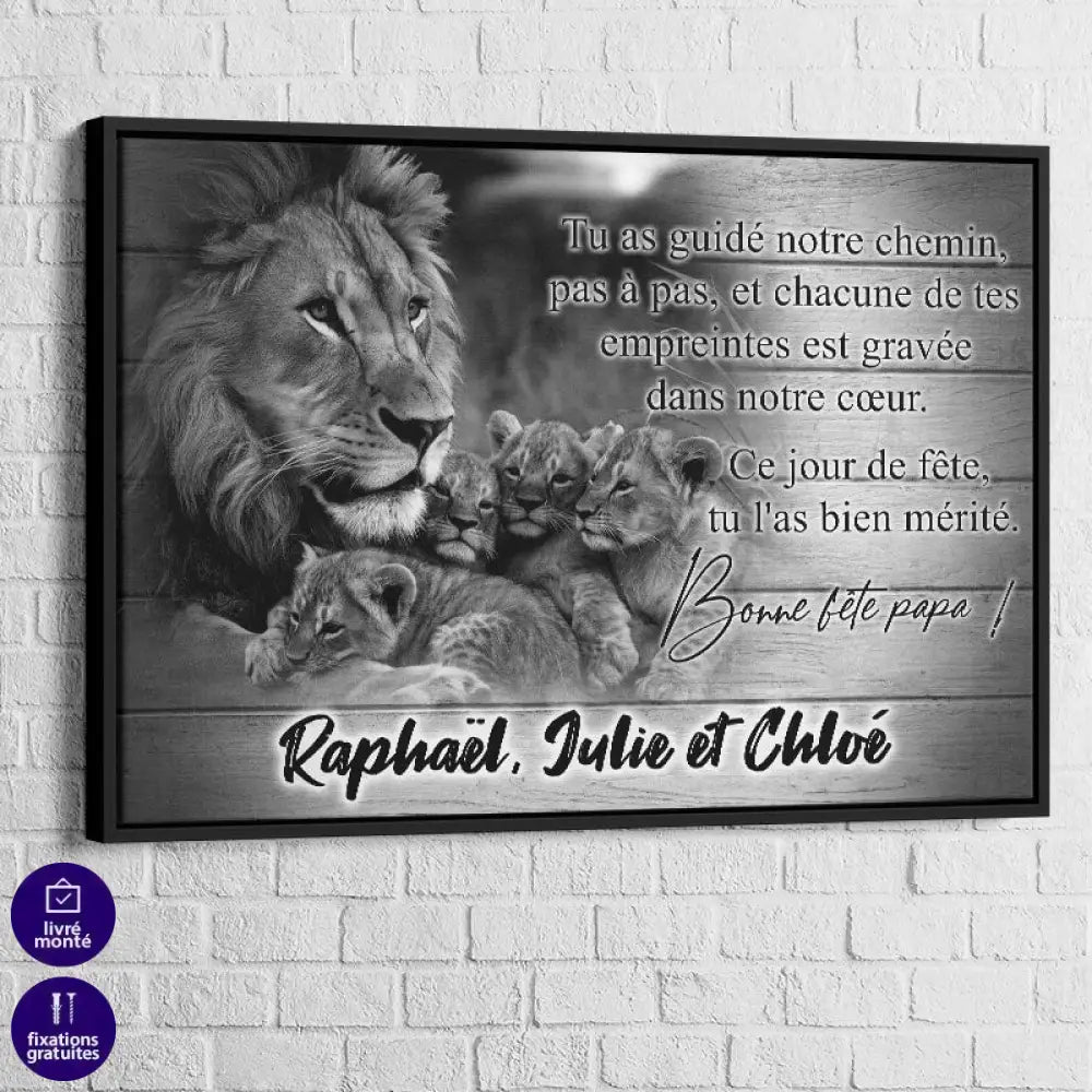 Tableau Personnalisé Papa 40x60cm / Cadre noir Toile Imprimée