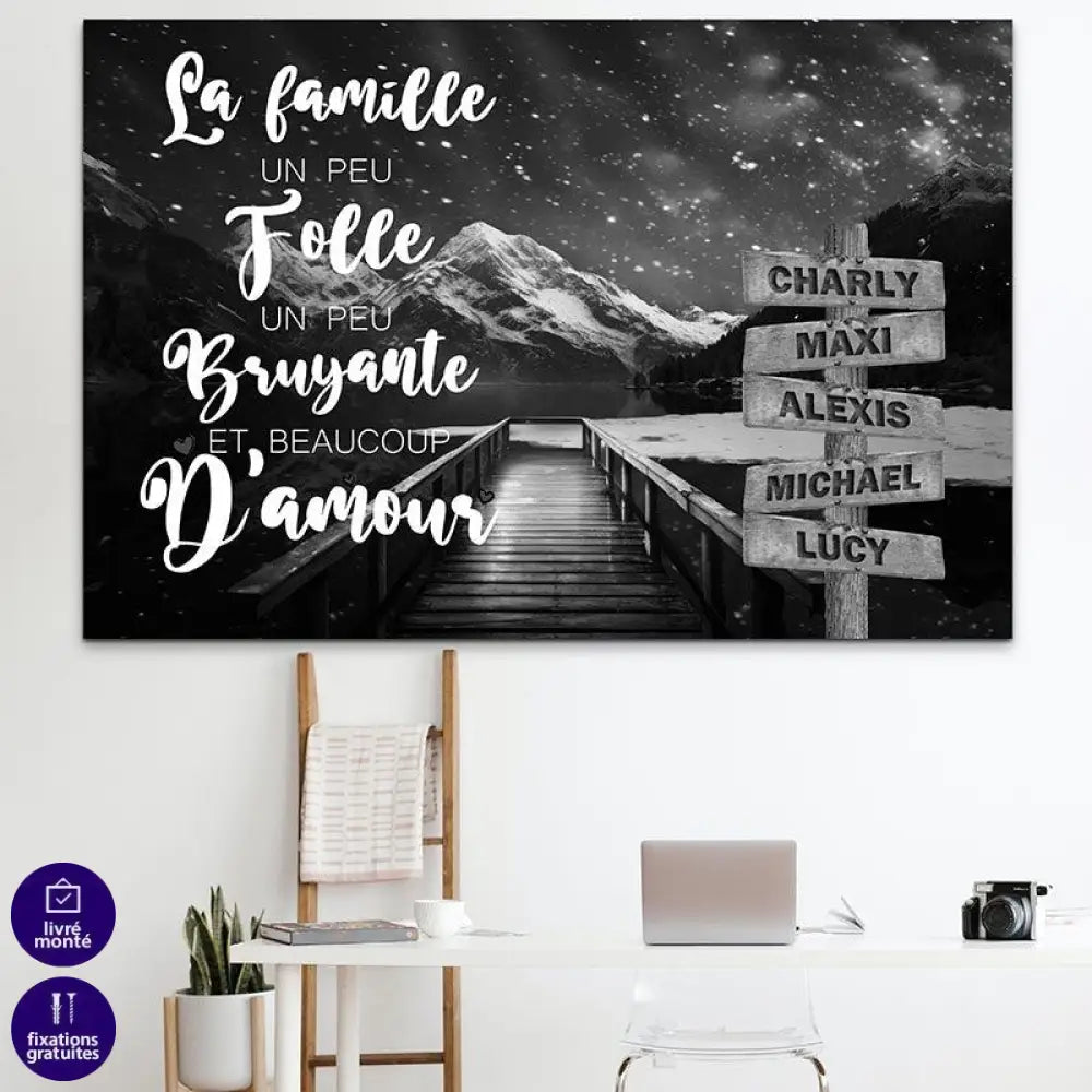 Tableau Personnalisé Prénoms avec Message Le Lac - Montableaudeco