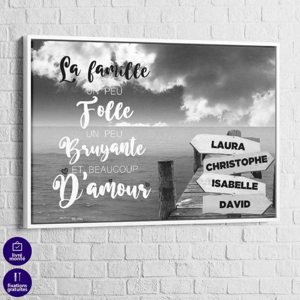 Tableau Personnalisé Prénoms avec Message Ponton - Montableaudeco