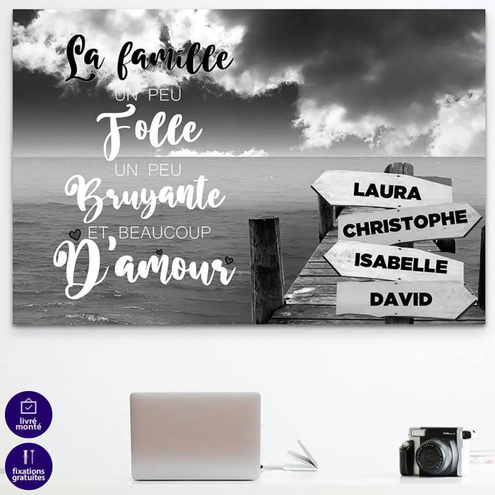 Tableau Personnalisé Prénoms avec Message Ponton - Montableaudeco