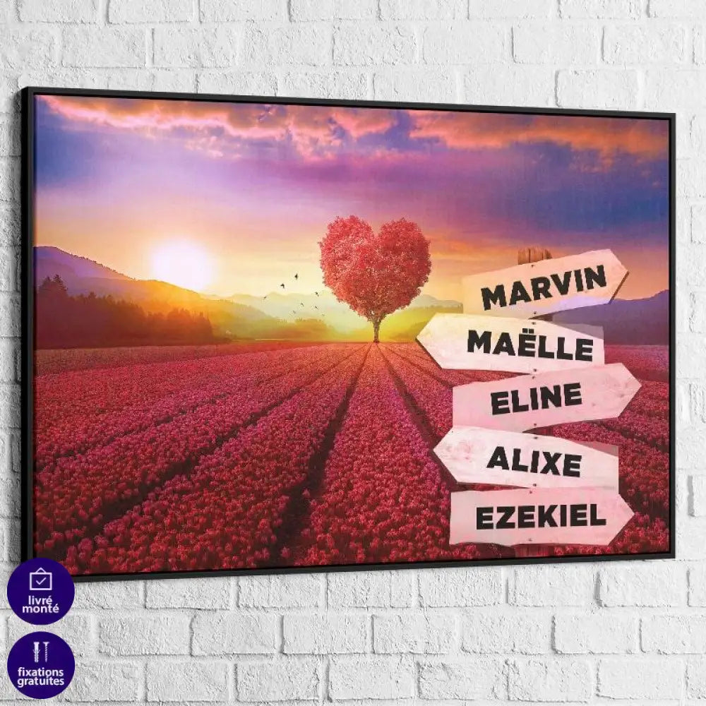 Tableau Personnalisé Prénoms Champ D'Amour - Montableaudeco