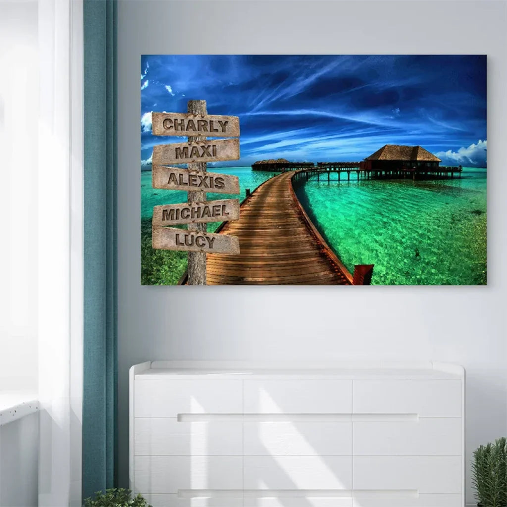 Tableau Personnalisé Prénoms Chemin de Vie Toile Imprimée