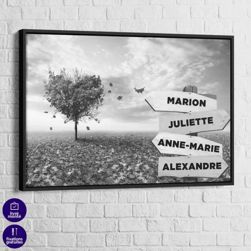 Tableau Personnalisé Prénoms Cœur Rouge - Montableaudeco