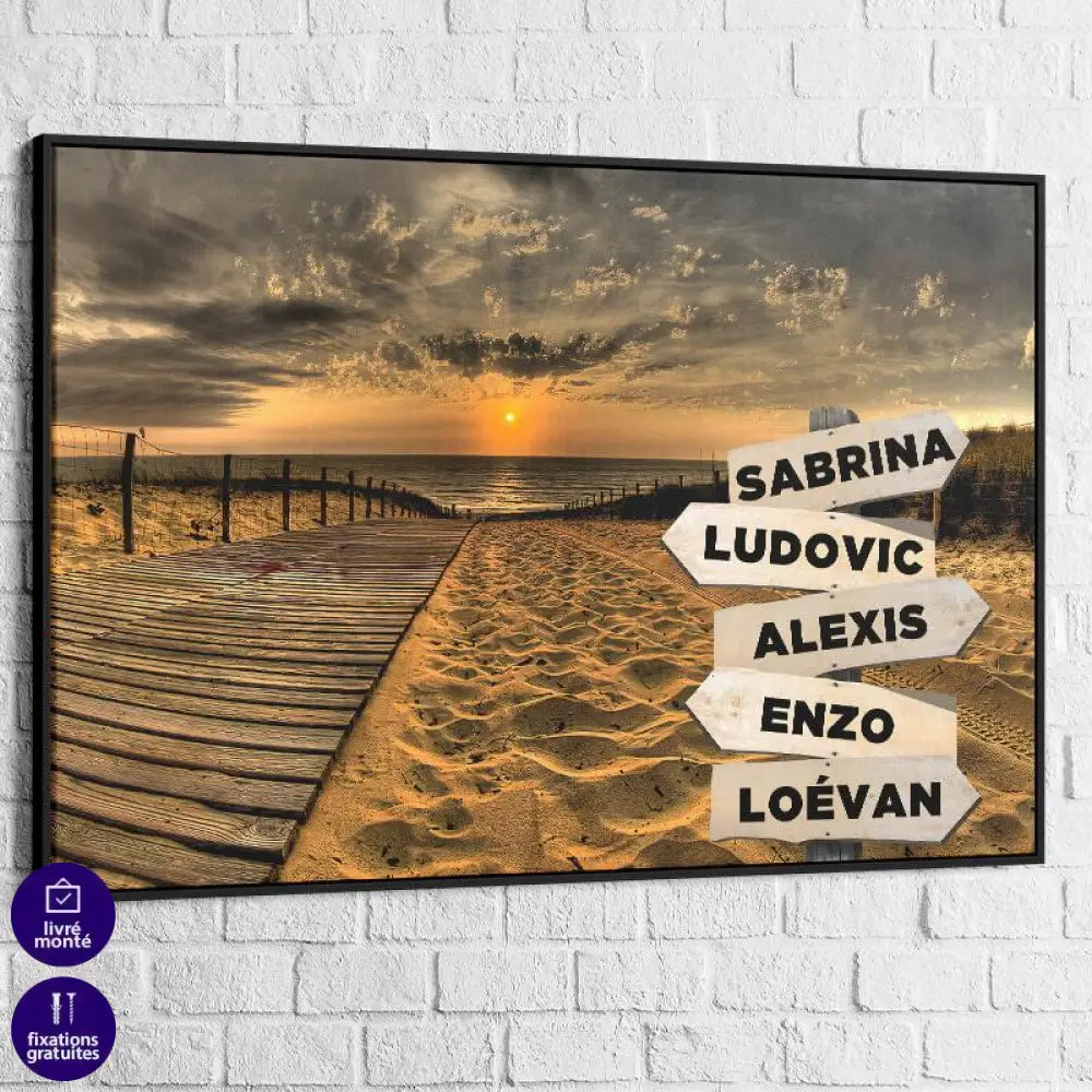 Tableau Personnalisé Prénoms Coucher de Soleil - Montableaudeco