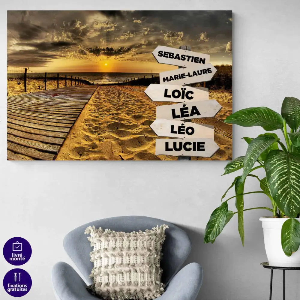 Tableau Personnalisé Prénoms Coucher de Soleil - Montableaudeco