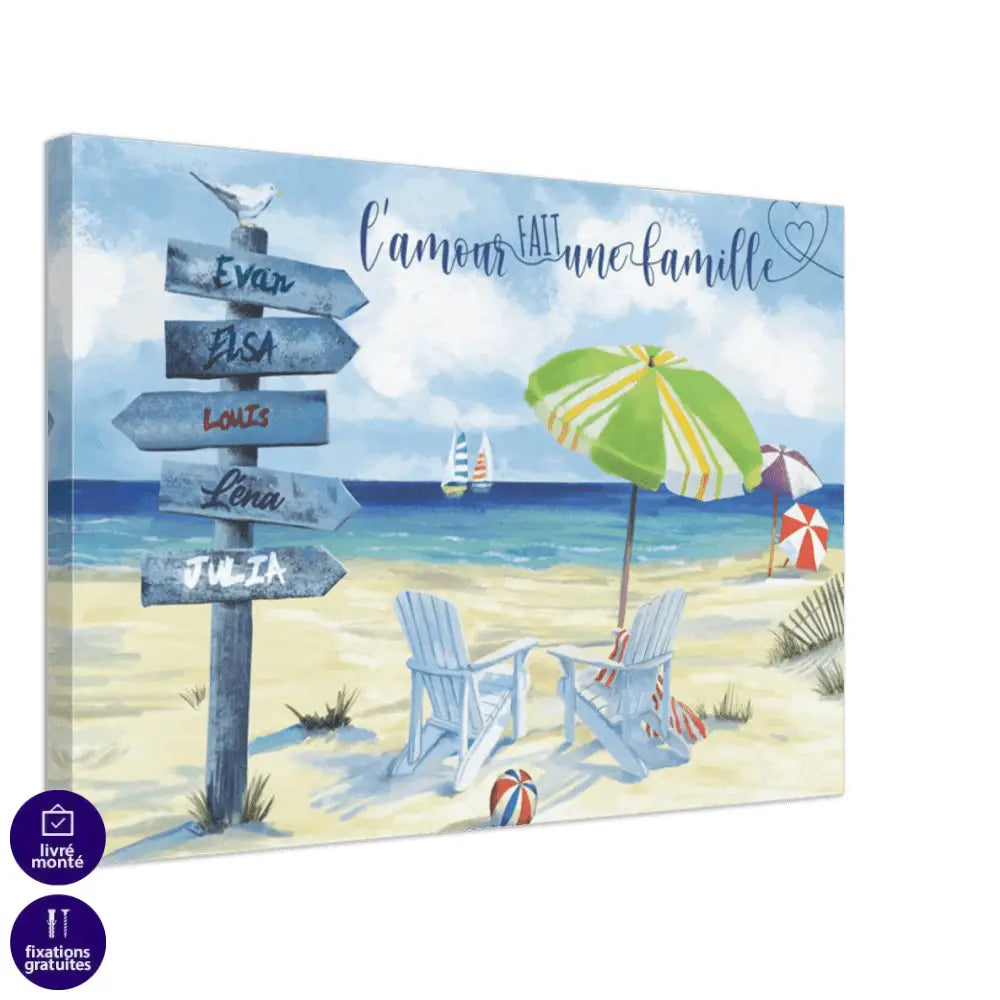 Tableau Personnalisé Prénoms Famille Plage - Montableaudeco