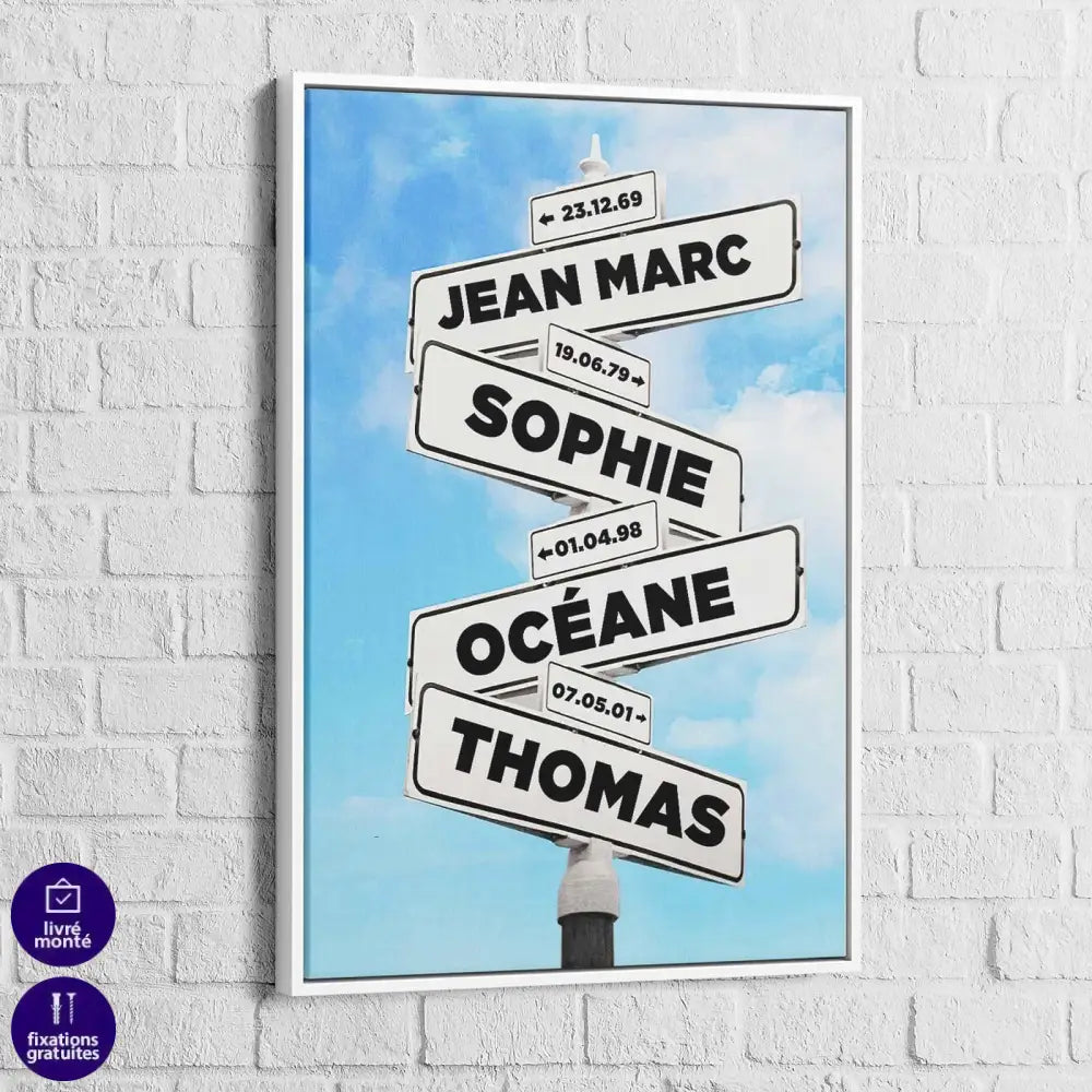 Tableau Personnalisé Prénoms Intersection - Montableaudeco