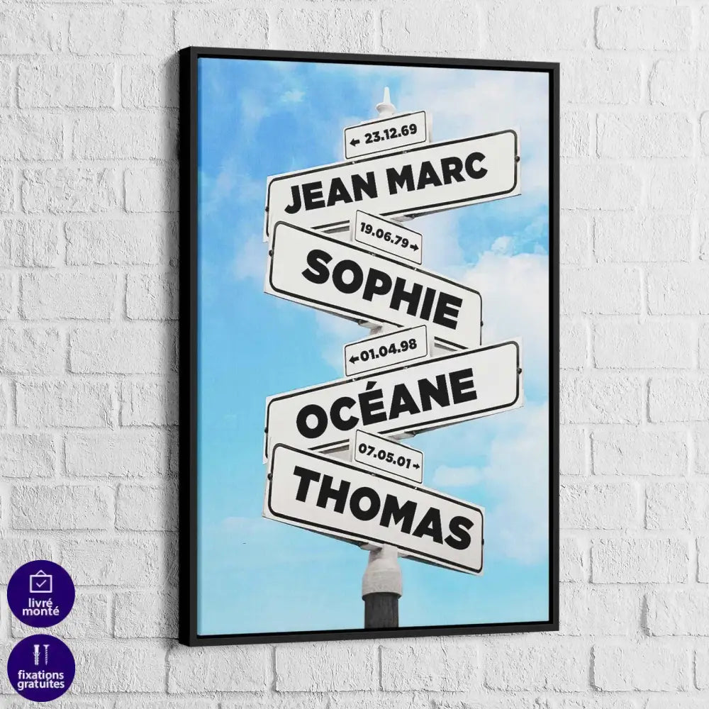 Tableau Personnalisé Prénoms Intersection - Montableaudeco